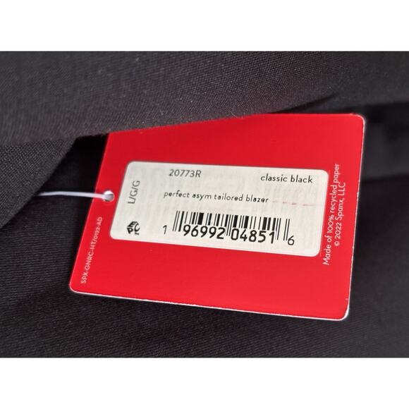 SPANX Perfect Asymmetrical Tailored Blazer LARGE Classic Black 20773R NEW NWT! - Picture 7 of 10